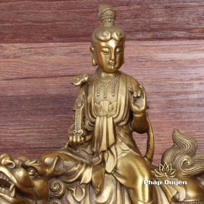 Alternative view of Tượng Văn Thù  Bồ Tát Bằng Đồng, Để Xe Hơi, Để Bàn Làm Việc, Cao 17cm