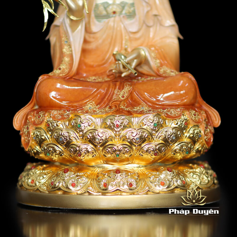 Tượng Quan Âm Ngồi Đài Sen, Bằng Đồng Sơn Cao Cấp, Cao 40cm (Tổng Hào Quang 50cm) - Ảnh 5