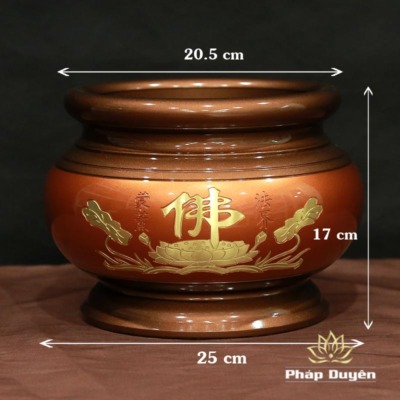 Alternative view of Bát Hương Hoa Sen Chữ Phật Đồng Màu Đỏ, Nhiều Kích Thước