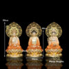Bộ Tượng Ta Bà Tam Thánh Ngồi Đài Sen Bằng Đồng Sơn Men Độ Cao, Cao 40cm (Tổng Hào Quang 50cm) - ảnh 16