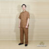 Bộ Quần Áo Cư Sĩ/Phật Tử Nam Nút Nhựa Tay Ngắn Vải Linen, Màu Nâu Đất, Nhiều Size - ảnh 5