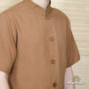 Bộ Quần Áo Cư Sĩ/Phật Tử Nam Nút Nhựa Tay Ngắn Vải Linen, Màu Nâu Đất, Nhiều Size - ảnh 2