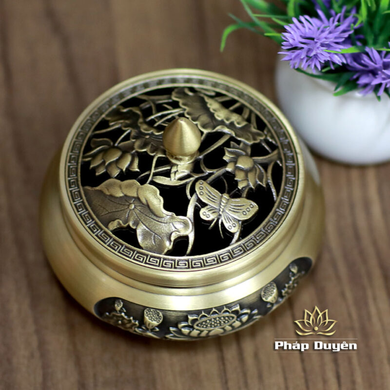 Lư Xông Trầm Đồng, Chân Cao, Khắc Hoa Sen - Ảnh 2