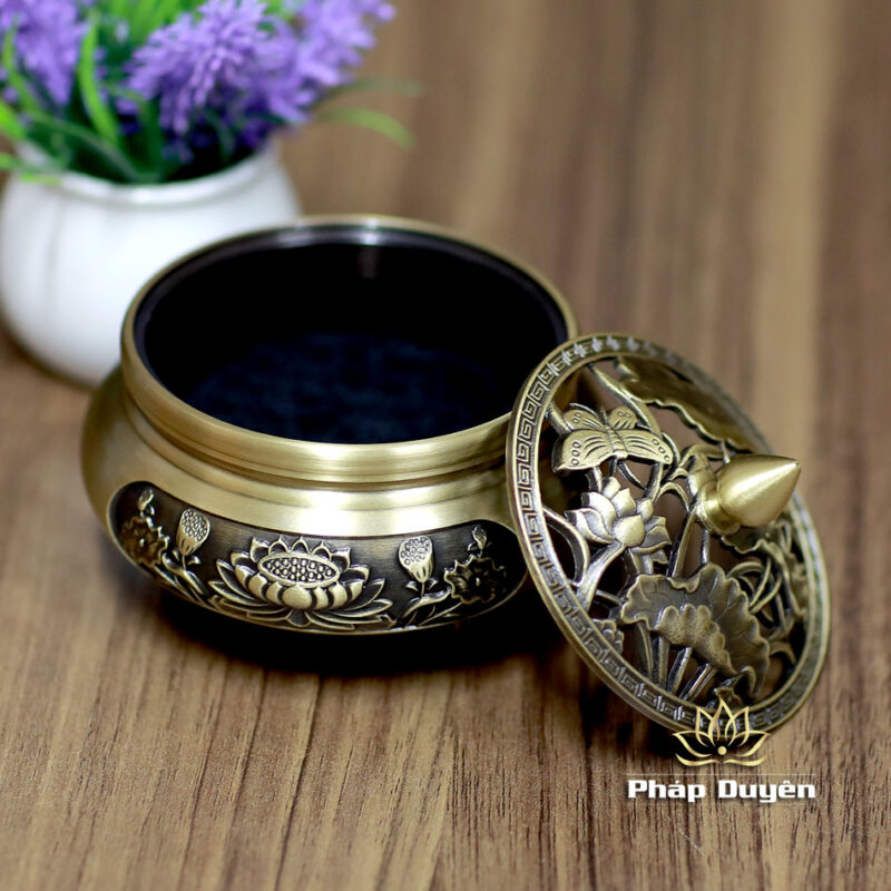 Lư Xông Trầm Đồng, Chân Cao, Khắc Hoa Sen - Ảnh 3