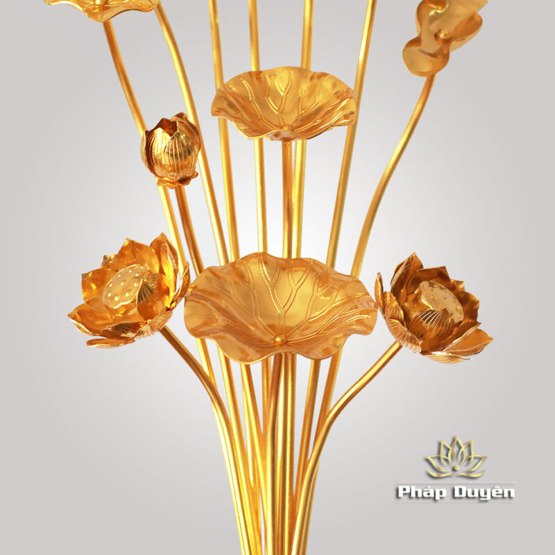 Đôi Bình Hoa Sen Nhôm 13 Bông, Cao 60cm - Ảnh 4