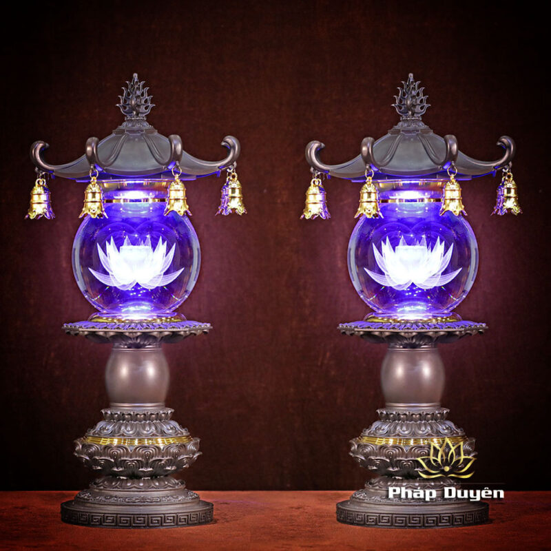 Đôi Đèn Cầu Liên Hoa Cổ Tự, Thân Bằng Hợp Kim Đồng, Cao 61cm - Ảnh 7