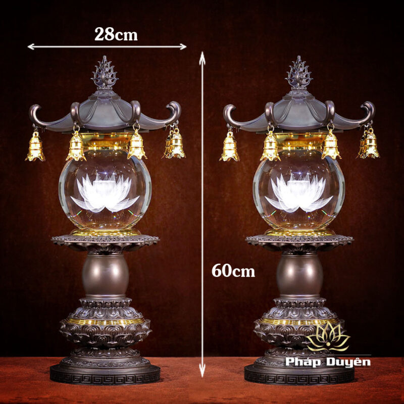Đôi Đèn Cầu Liên Hoa Cổ Tự, Thân Bằng Hợp Kim Đồng, Cao 61cm - Ảnh 11