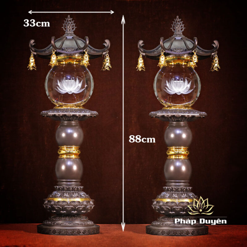 Đôi Đèn Cầu Liên Hoa Cổ Tự, Thân Bằng Hợp Kim Đồng, Cao 89cm - Ảnh 9
