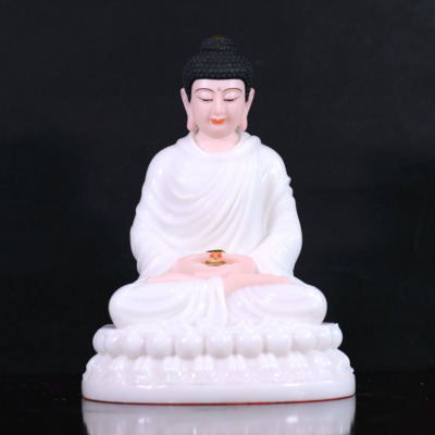 Tượng Bổn Sư Thích Ca Ngồi Tĩnh Tâm, Bằng Bột Đá Trắng, Cao 30cm