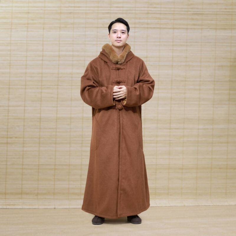 Áo Khoác Dài Lót Lông Màu Nâu