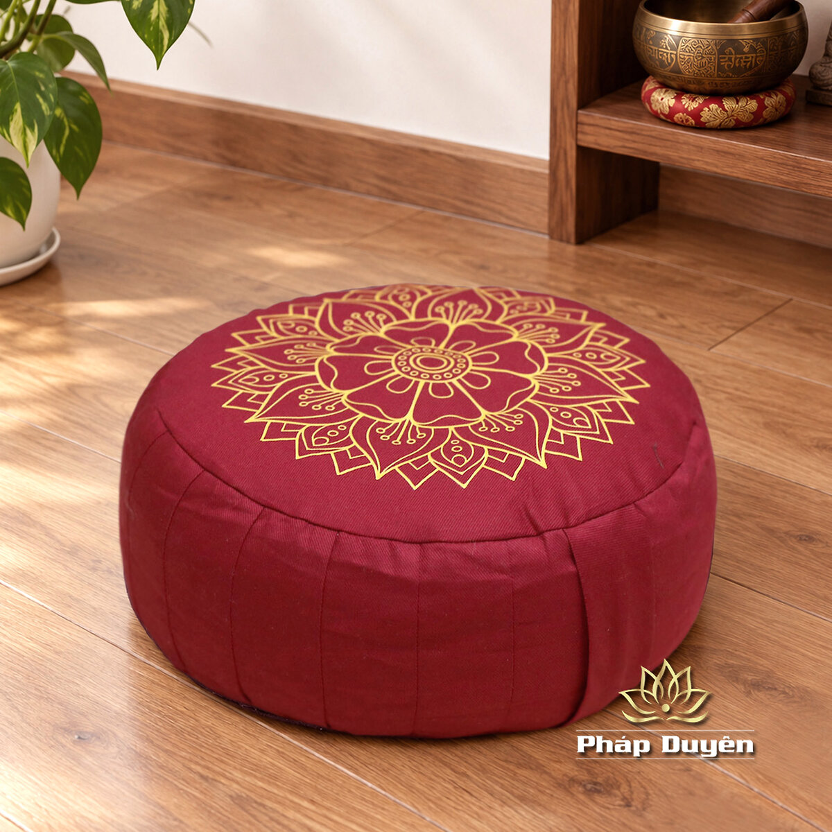 Bồ Đoàn Cát Tường Thêu Hoa Sen,Vỏ Đỗ, Màu Đỏ, Kích thước 30*8cm - ảnh 8