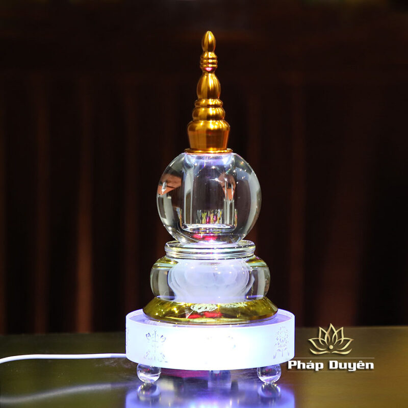 Tháp Xá Lợi Đế Tám Cát Tường, Có Đèn Led Đổi Mầu, Cao 24cm - Ảnh 3
