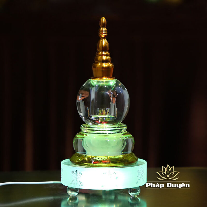 Tháp Xá Lợi Đế Tám Cát Tường, Có Đèn Led Đổi Mầu, Cao 24cm - Ảnh 4