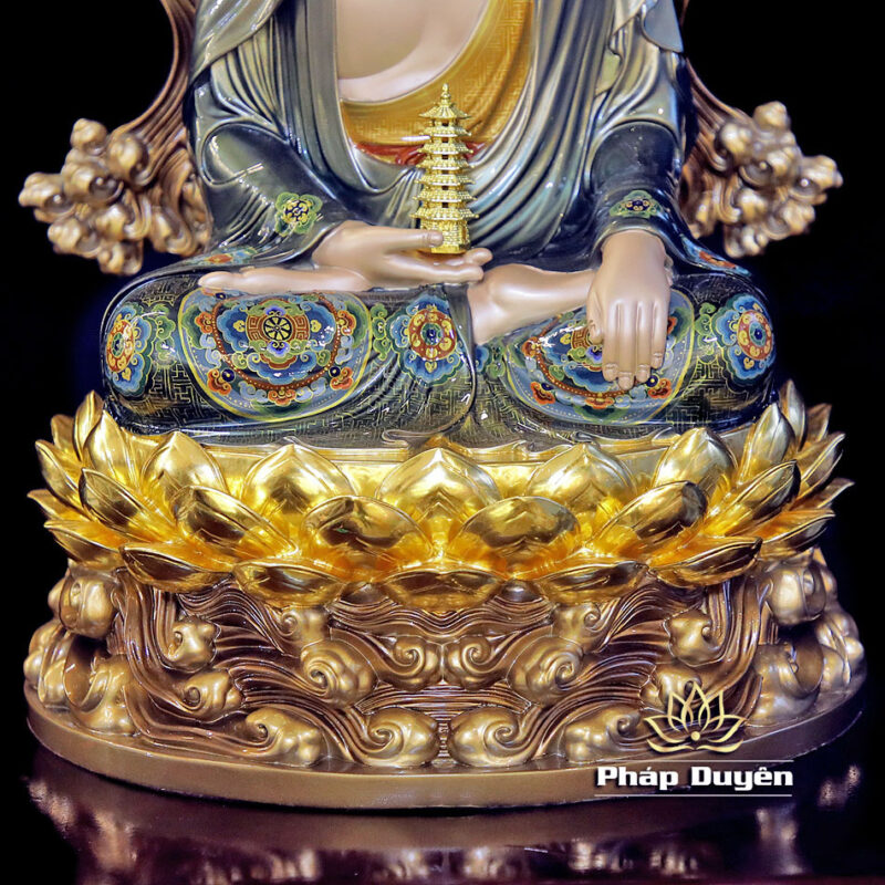 Tượng Phật Dược Sư Ngồi Non Nước, Bằng Đồng, Có Lọng Che, Cao 40cm (Tổng Lá Đề 58cm) - Ảnh 5
