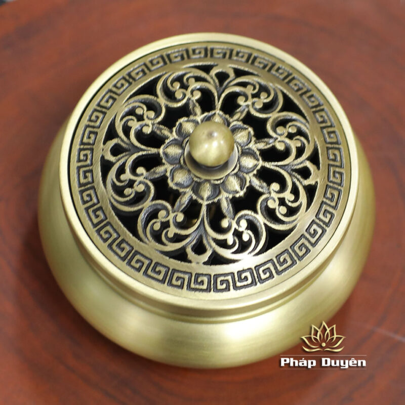 Lư Xông Đồng Khắc Họa Tiết, Chân Cao (Thân Trơn), Kích Thước 8x9.5cm - Ảnh 7