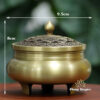 Lư Xông Đồng Khắc Họa Tiết, Chân Cao (Thân Trơn), Kích Thước 8x9.5cm - ảnh 8