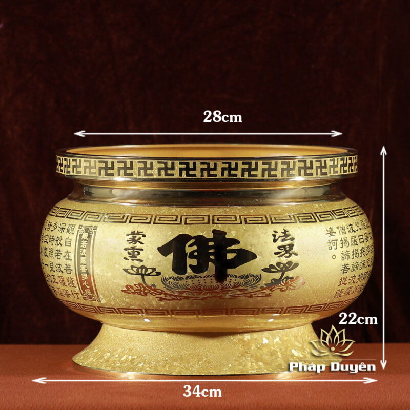 Bát Hương Tâm Kinh, Màu Vàng, Đường Kính 28cm - Ảnh 4
