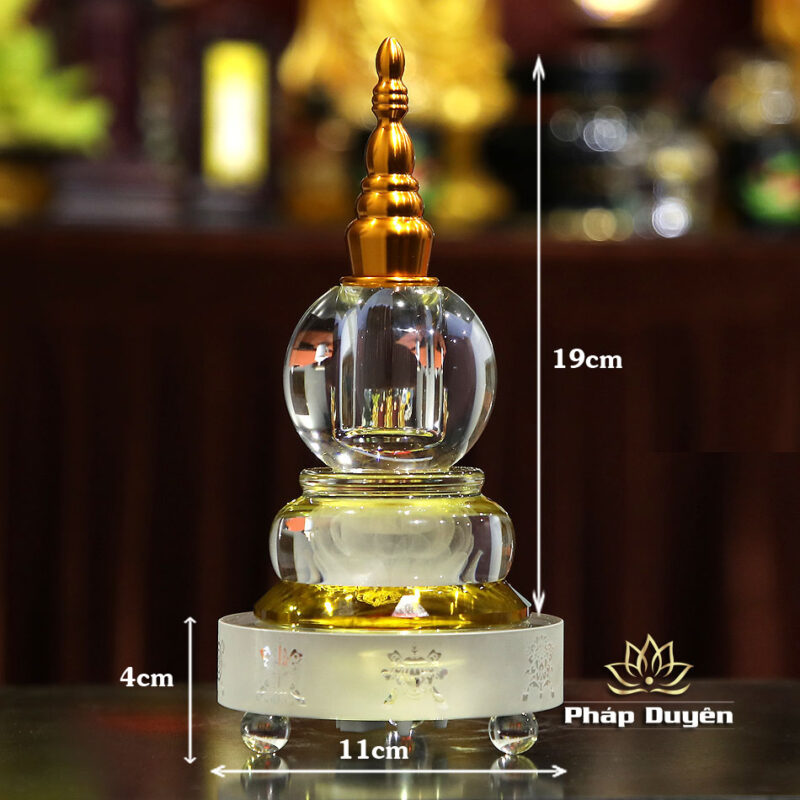 Tháp Xá Lợi Đế Tám Cát Tường, Có Đèn Led Đổi Mầu, Cao 24cm - Ảnh 10