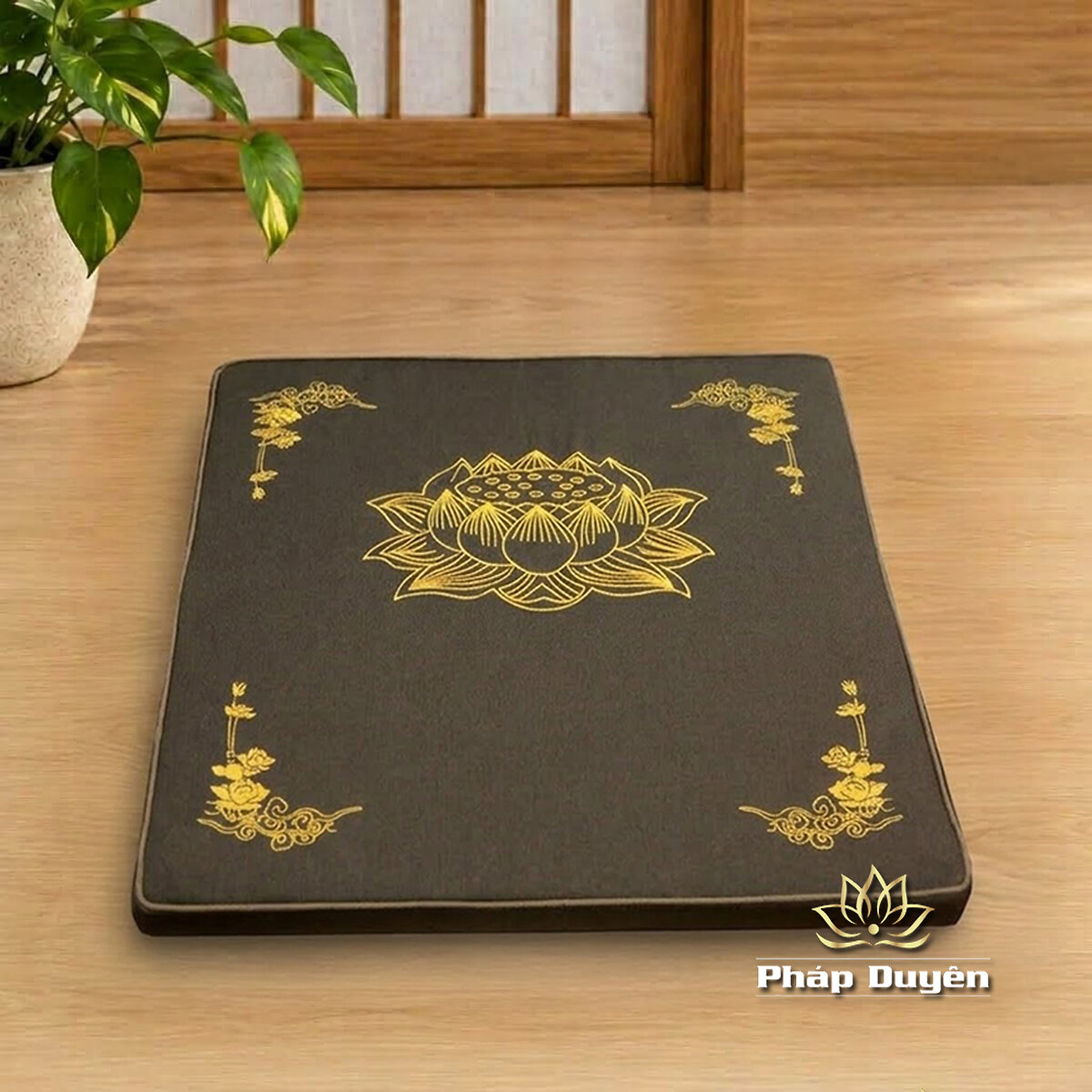 Đệm Lót Ngồi Thiền Xơ Dừa, Thêu Hoa Sen Cao Cấp, Mầu Nâu, Kích Thước 60cmx60cm, 70cmx70cm, 80cmx80cm - ảnh 8