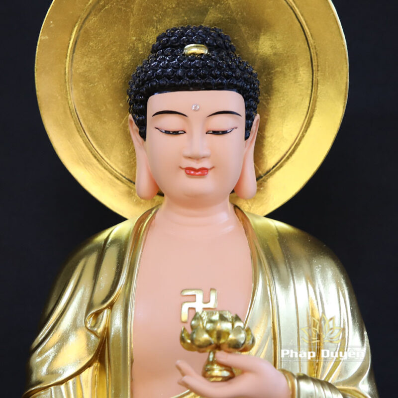 Bộ Tượng Tây Phương Tam Thánh, Bằng Composit Dát Vàng, Cao 90cm - Ảnh 3