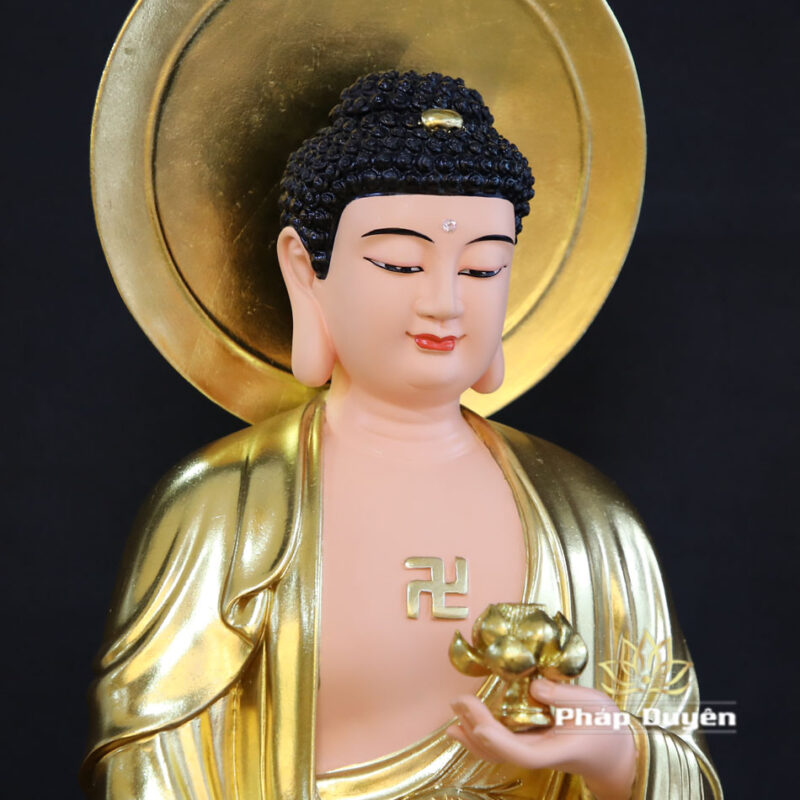 Bộ Tượng Tây Phương Tam Thánh, Bằng Composit Dát Vàng, Cao 90cm - Ảnh 4