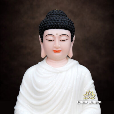 Alternative view of Tượng Bổn Sư Thích Ca Ngồi Tĩnh Tâm, Bột Đá Trắng, Cao 48cm