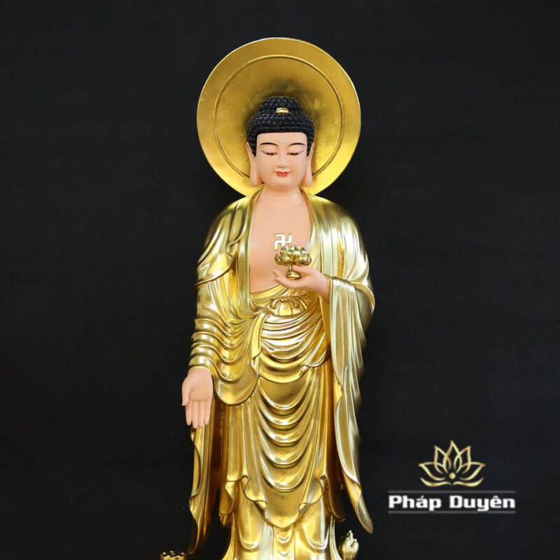 Bộ Tượng Tây Phương Tam Thánh, Bằng Composit Dát Vàng, Cao 90cm - Ảnh 5