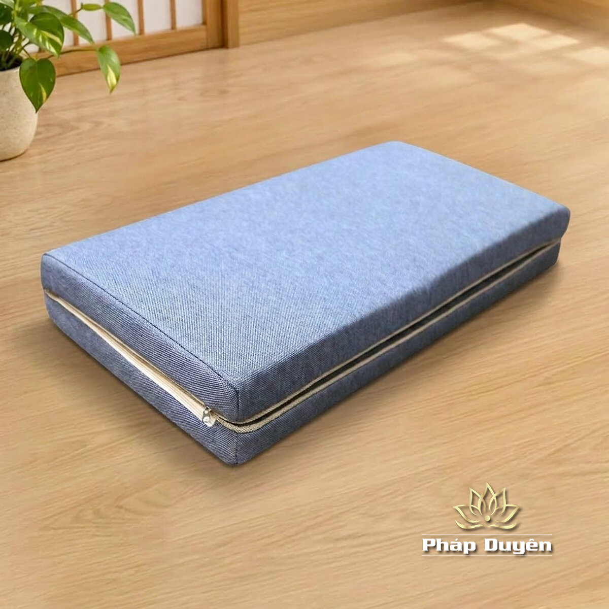 Đệm Lót Ngồi Thiền Xơ Dừa, Thêu Hoa Sen Cao Cấp, Mầu Xám, KT 60*60cm, 70*70cm, 80*80cm - ảnh 9