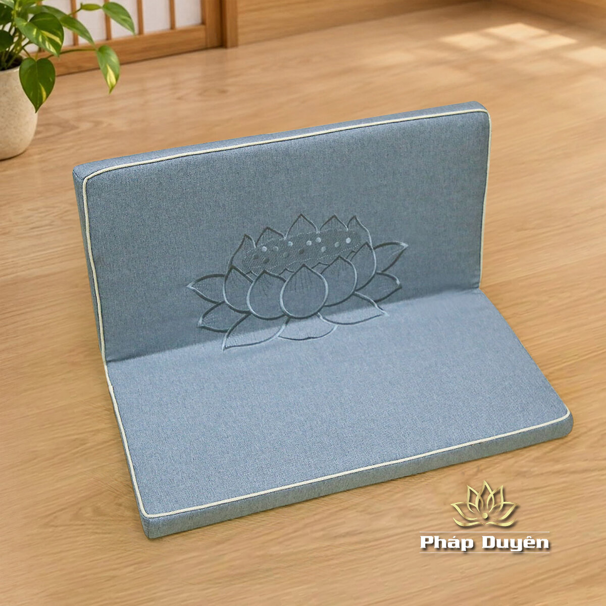 Đệm Lót Ngồi Thiền Xơ Dừa, Thêu Hoa Sen, Mầu Xám, Kích Thước 60x60cm, 70x70cm, 80x80cm - ảnh 9