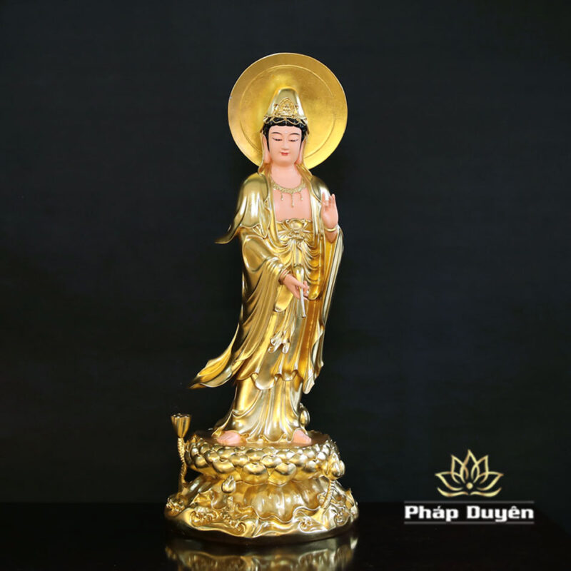 Bộ Tượng Tây Phương Tam Thánh, Bằng Composit Dát Vàng, Cao 90cm - Ảnh 7