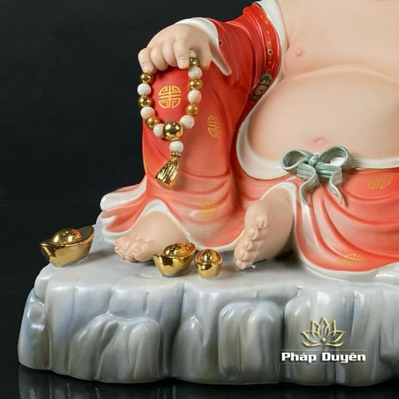 Tượng Di Lặc Nằm Ngồi, Bằng Sứ, Màu Đỏ, Kích Thước 40cm, 48cm - Ảnh 5