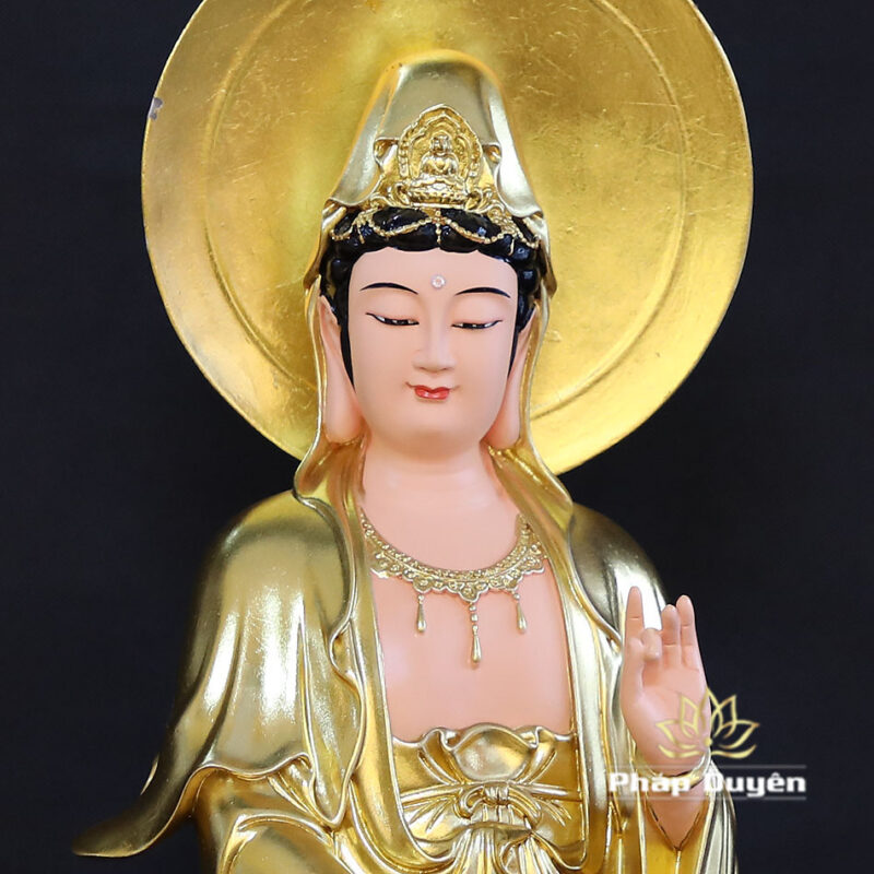 Bộ Tượng Tây Phương Tam Thánh, Bằng Composit Dát Vàng, Cao 90cm - Ảnh 8