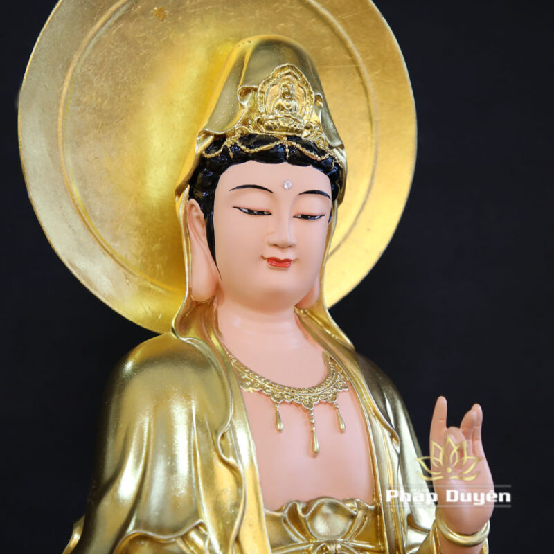 Bộ Tượng Tây Phương Tam Thánh, Bằng Composit Dát Vàng, Cao 90cm - Ảnh 9
