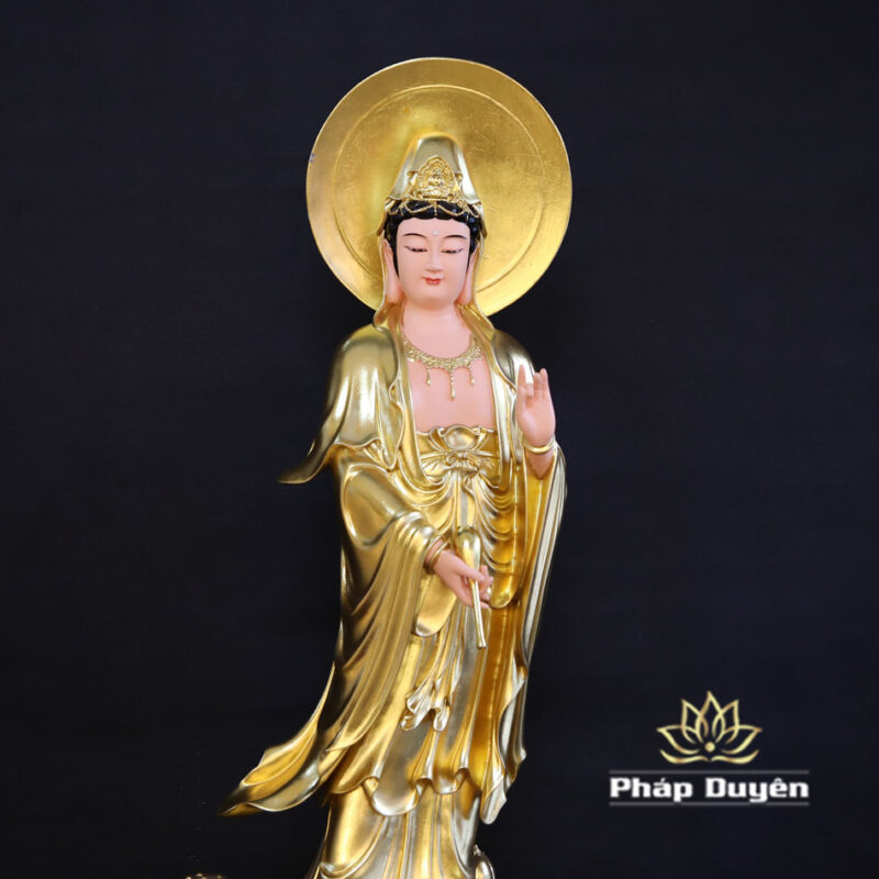 Bộ Tượng Tây Phương Tam Thánh, Bằng Composit Dát Vàng, Cao 90cm - Ảnh 10