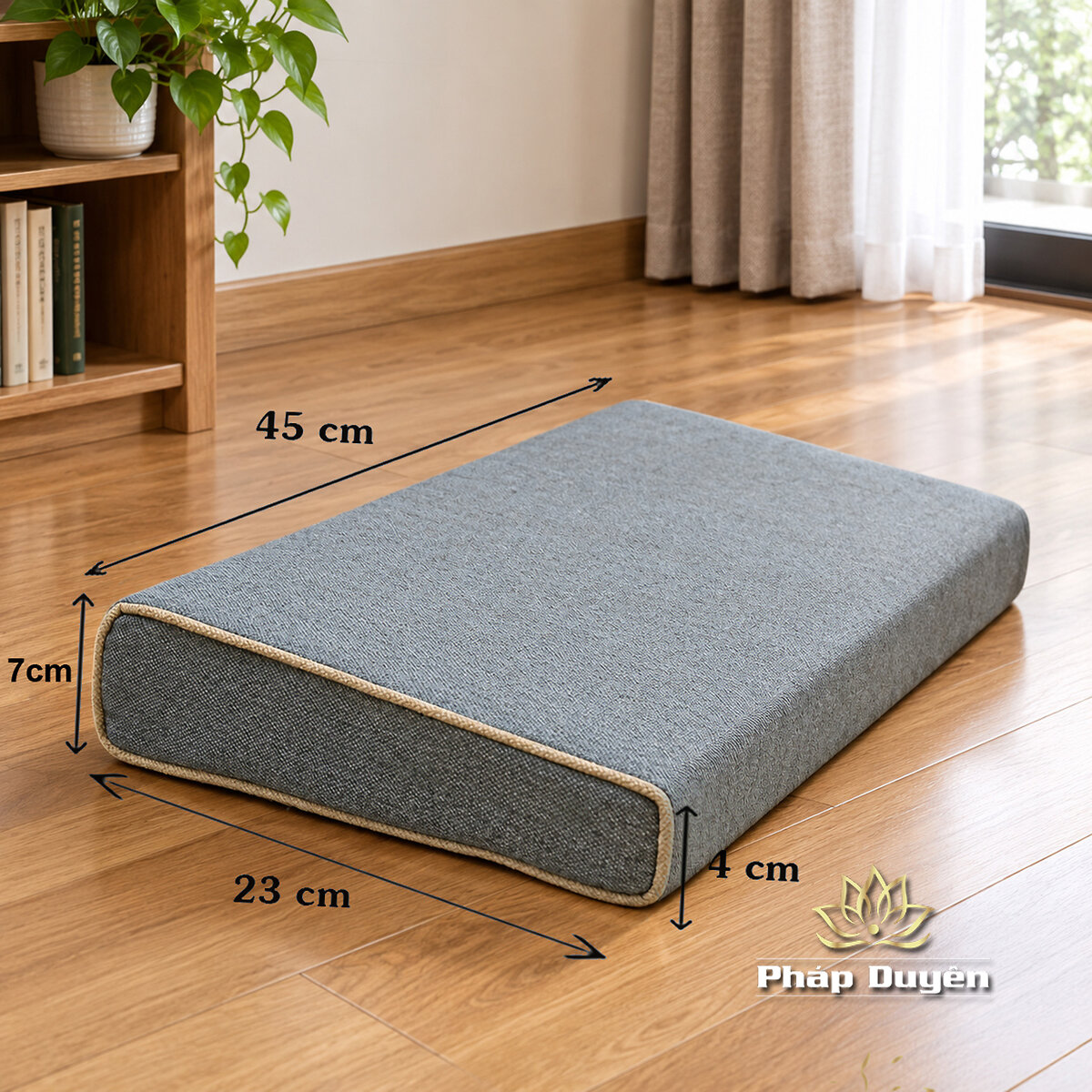 Đệm Dốc Ngồi Thiền, Ruột Xơ Dừa, Mầu Xám, Kích Thước 23x45cm - ảnh 10