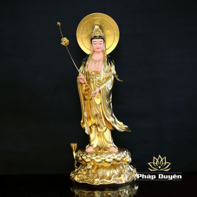 Bộ Tượng Tây Phương Tam Thánh, Bằng Composit Dát Vàng, Cao 90cm - Ảnh 12