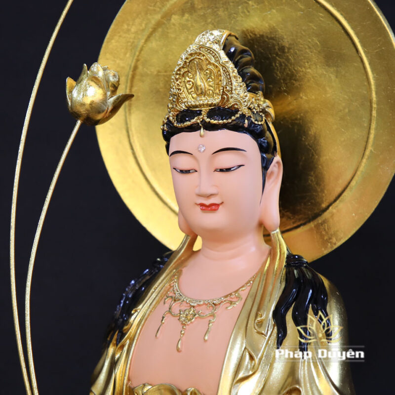 Bộ Tượng Tây Phương Tam Thánh, Bằng Composit Dát Vàng, Cao 90cm - Ảnh 14
