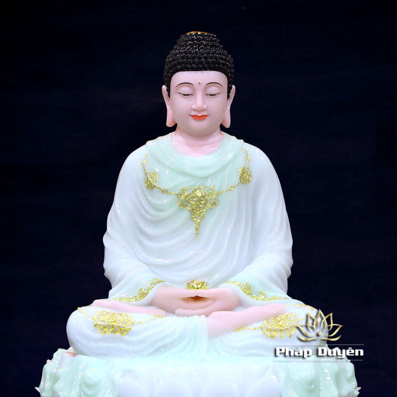 Tượng Phật Thích Ca Ngồi, Chất Liệu Bột Đá, Màu Thiên Thanh, Cao 66cm - Ảnh 4
