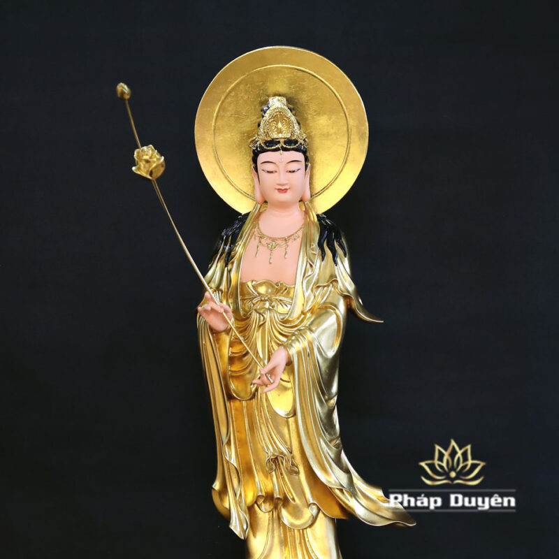 Bộ Tượng Tây Phương Tam Thánh, Bằng Composit Dát Vàng, Cao 90cm - Ảnh 15