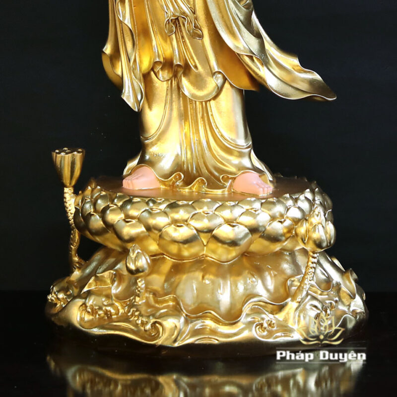 Bộ Tượng Tây Phương Tam Thánh, Bằng Composit Dát Vàng, Cao 90cm - Ảnh 16