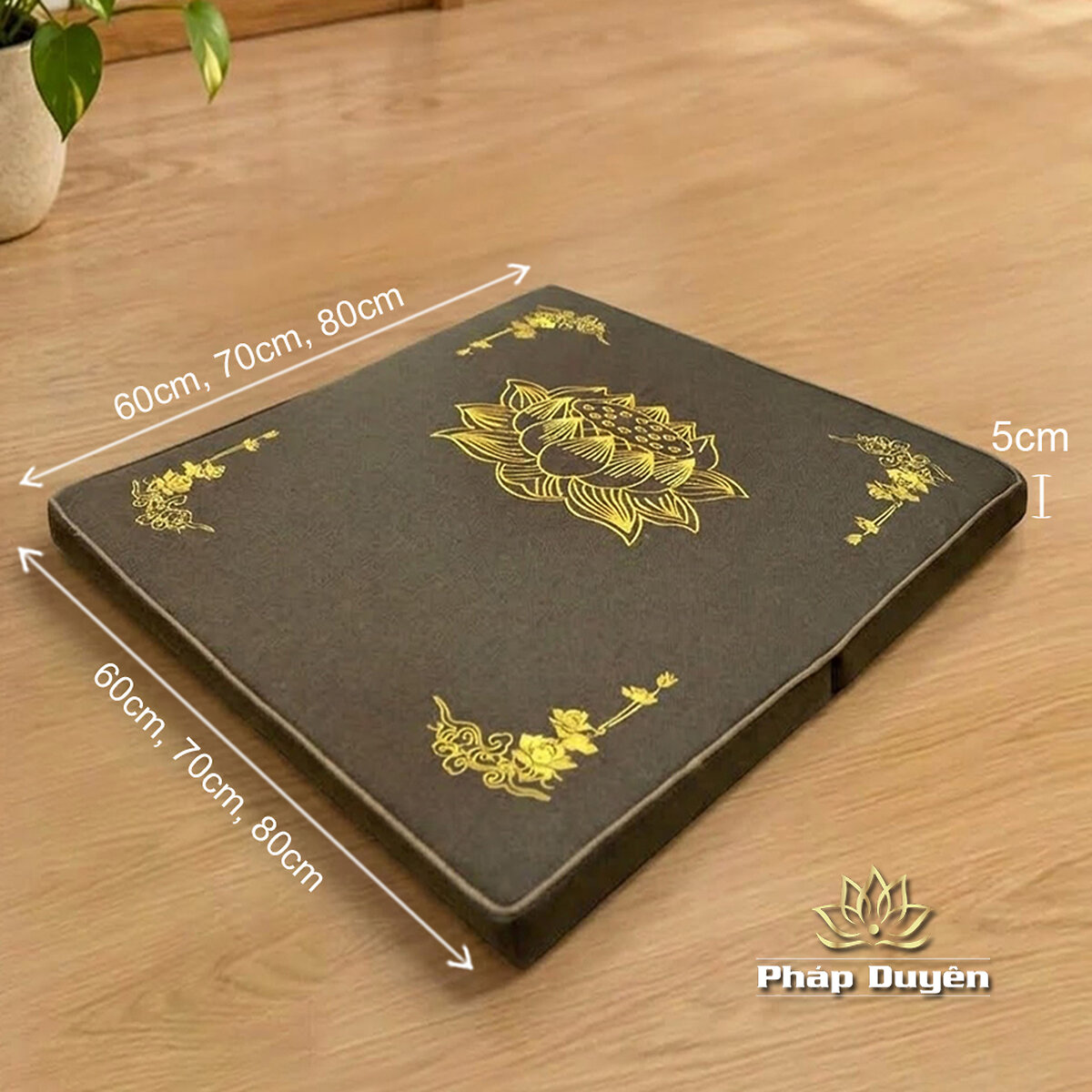Đệm Lót Ngồi Thiền Xơ Dừa, Thêu Hoa Sen Cao Cấp, Mầu Nâu, Kích Thước 60cmx60cm, 70cmx70cm, 80cmx80cm - ảnh 11