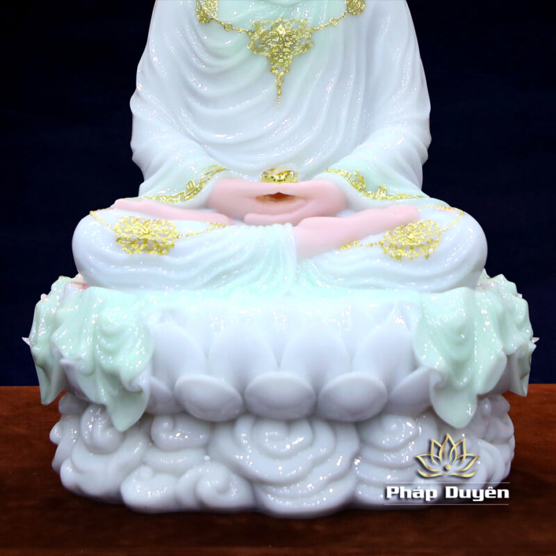Tượng Phật Thích Ca Ngồi, Chất Liệu Bột Đá, Màu Thiên Thanh, Cao 66cm - Ảnh 5