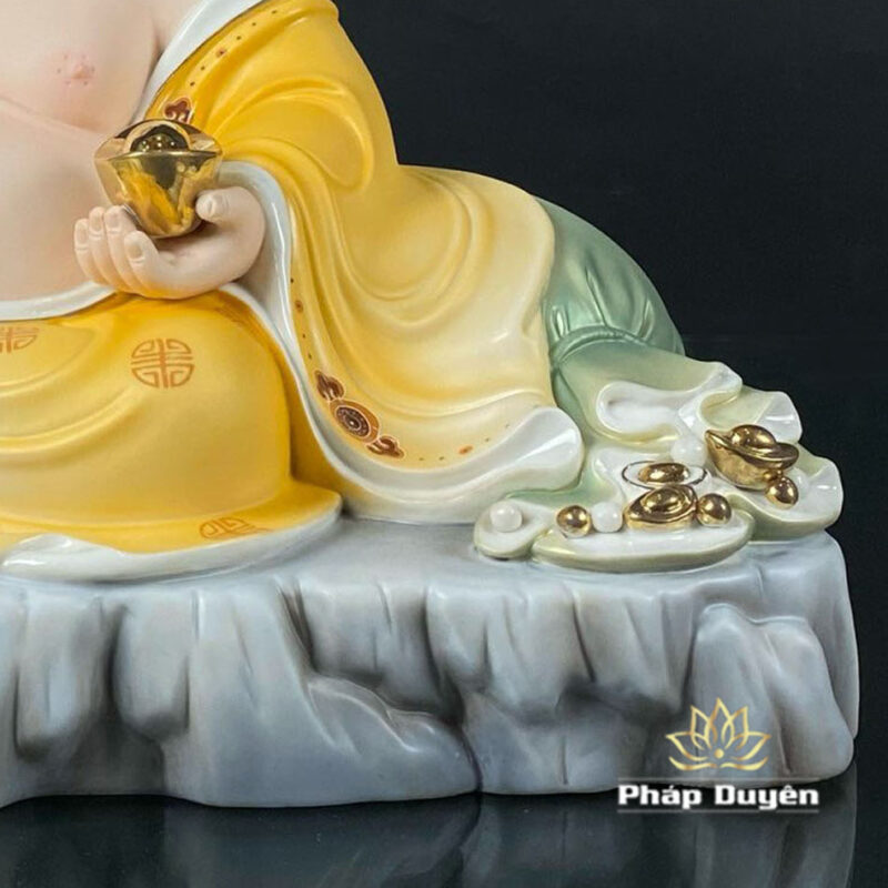 Tượng Di Lặc Nằm Ngồi, Bằng Sứ, Màu Vàng, Kích Thước 40cm, 48cm - Ảnh 4