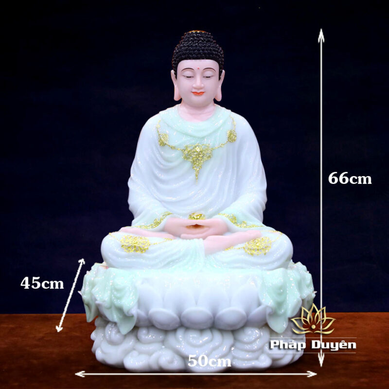 Tượng Phật Thích Ca Ngồi, Chất Liệu Bột Đá, Màu Thiên Thanh, Cao 66cm - Ảnh 6