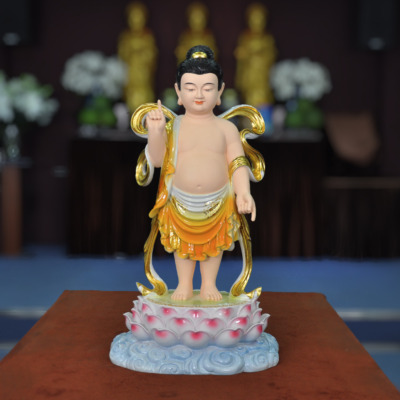 Tượng Đản Sanh Đế Mây Bằng Composite Sơn Màu, Cao 70cm