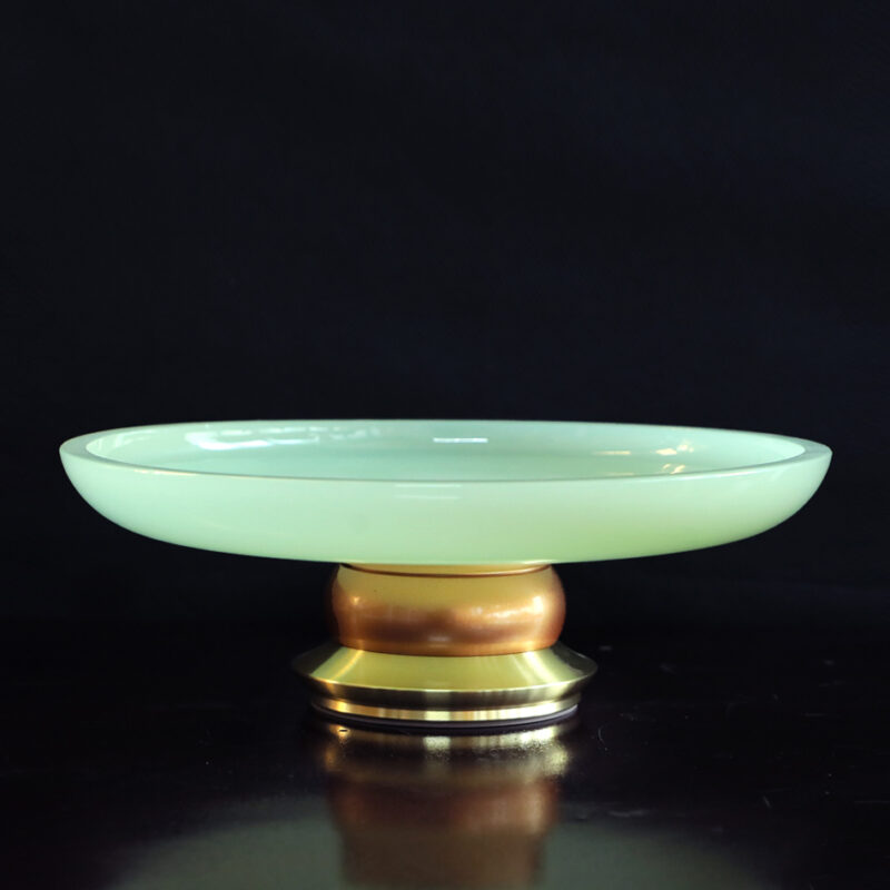 Đĩa Thờ Bằng Đá Lưu Ly, Màu Xanh Ngọc, Đường Kính 22cm, 25cm