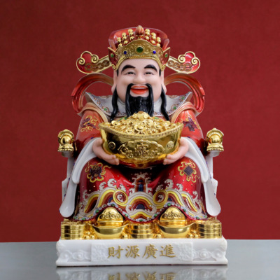 Tượng Thần Tài "Tài Nguyên Quảng Tiến", Bằng Bột Đá Sơn Đỏ, Nhiều Kích Thước