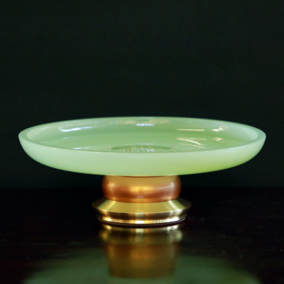 Đĩa Thờ Chữ Phật, Bằng Đá Lưu Ly, Màu Xanh Ngọc, Đường Kính 22cm