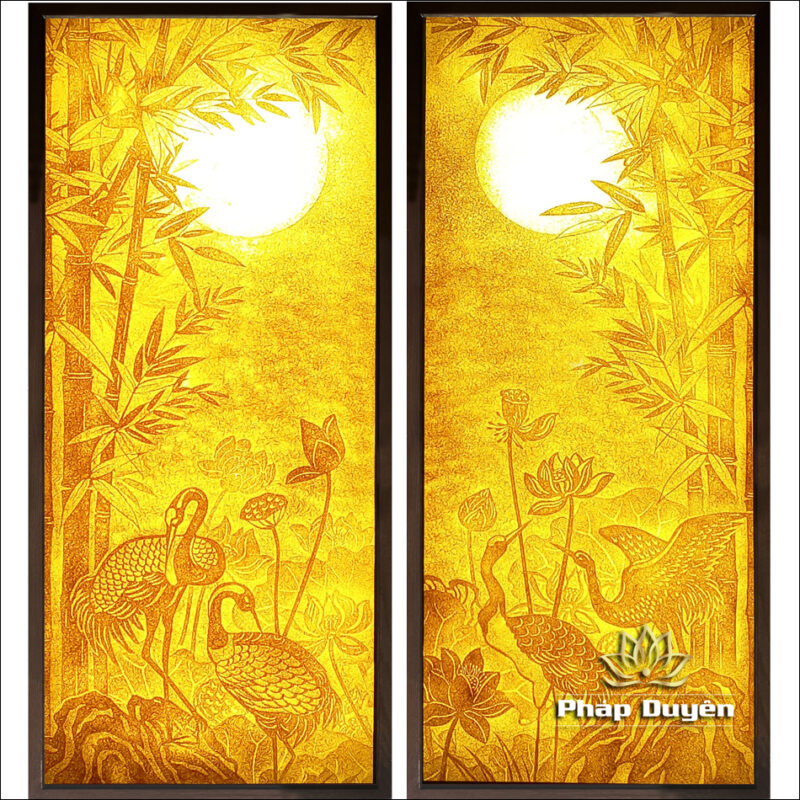 Bộ Tranh Trúc Chỉ Đôi, Họa Tiết Hạc Và Trúc, Kích Thước 50x125cm - Ảnh 2