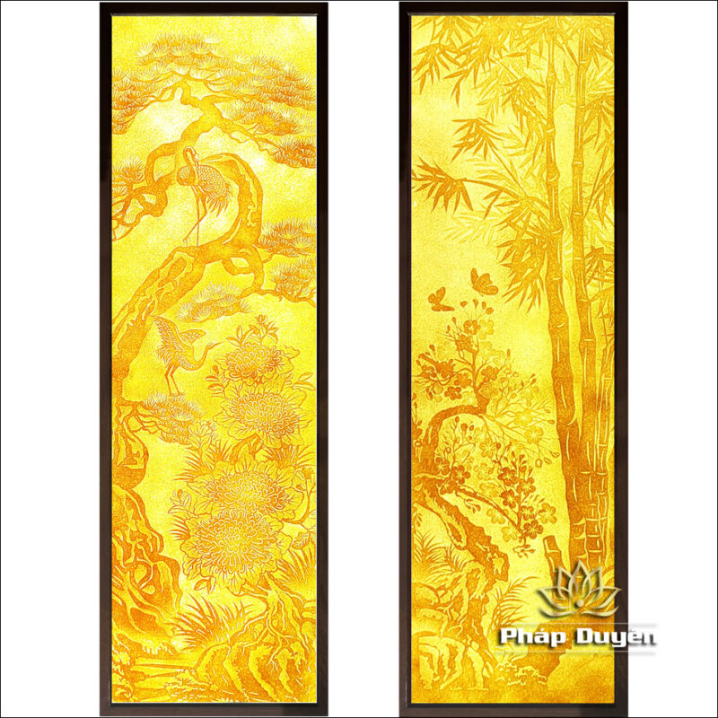 Bộ Tranh Trúc Chỉ Đôi "Tùng - Cúc - Trúc - Mai", Kích Thước 41x125cm - Ảnh 2